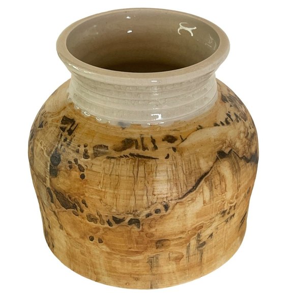 Vintage Pottery Pot Suzanne Johnson Signed 1978 w/ Maker's Mark Beige Brown 5" - Picture 4 of 8